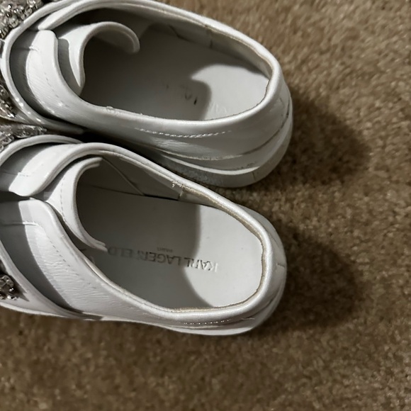 Karl Lagerfeld White Crystal Embellished Sneakers - Picture 3 of 9